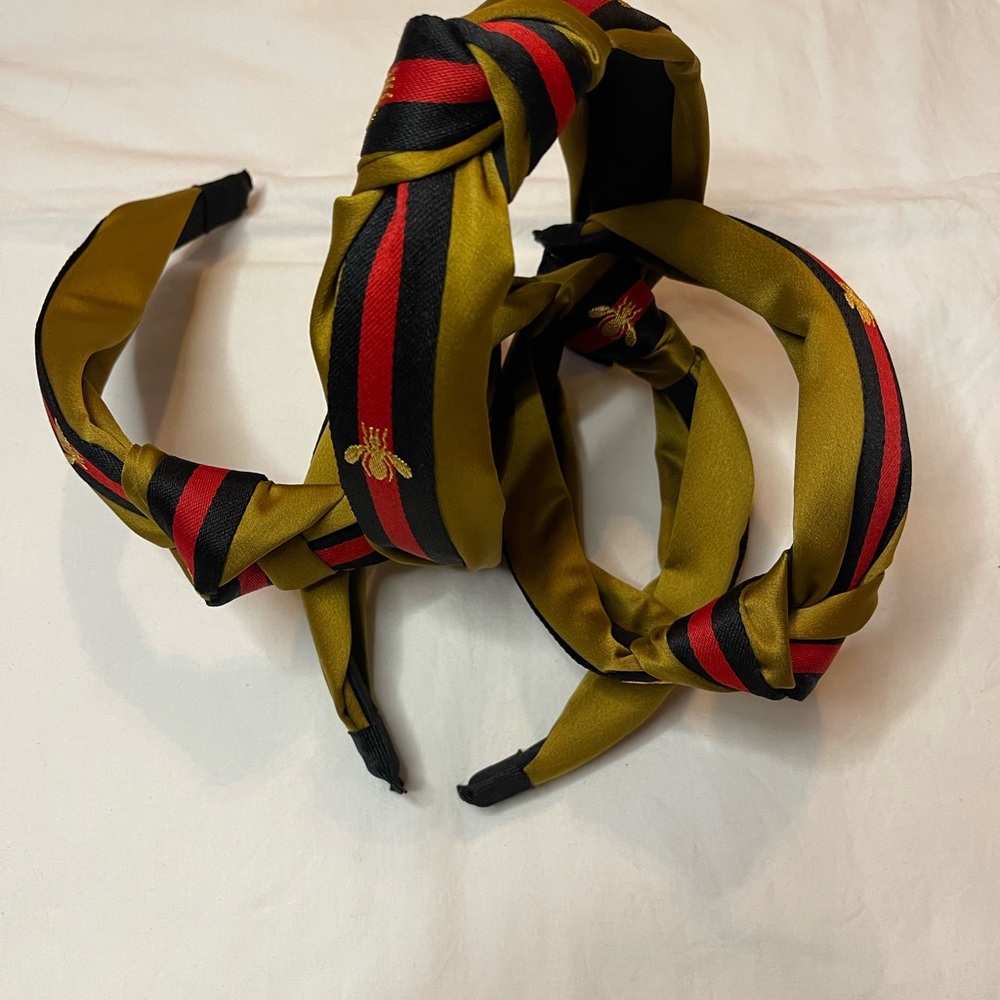 Gold Bee Headband- Black/Red Stripes - Picture 4 of 4